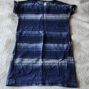 Old Navy Navy Striped Dress XS Linen Rayon Blend